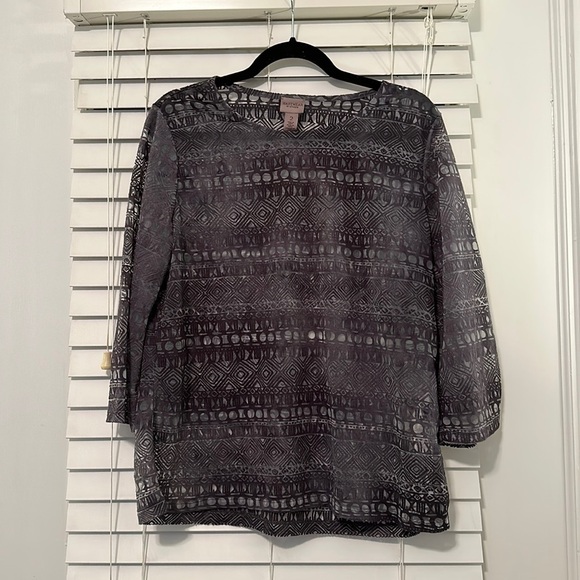 Easywear by chicos size 2 large lightweight long sleeve blouse packable gray - Picture 1 of 6